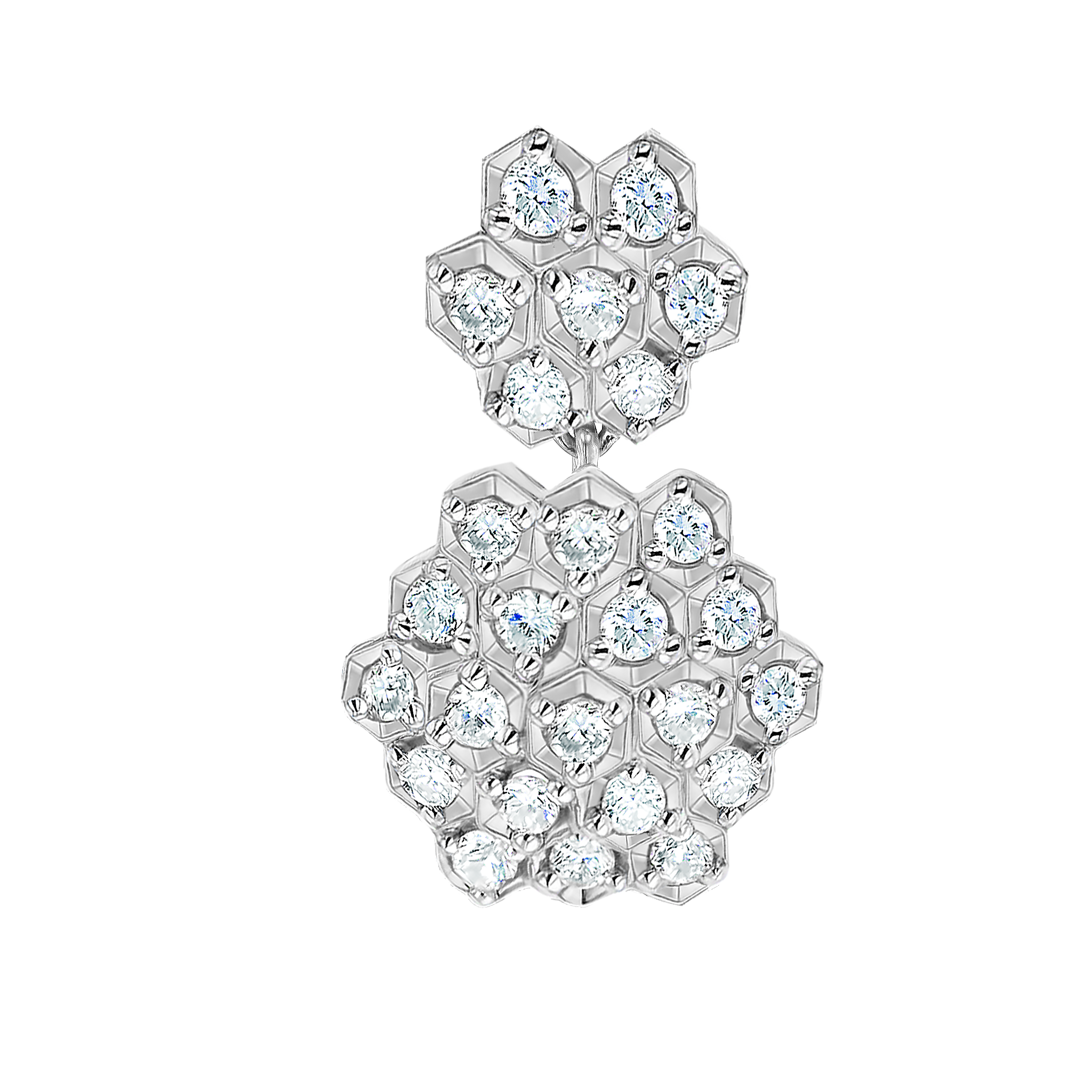 Pyramid Dual Motif Drop Earrings 18K White Gold