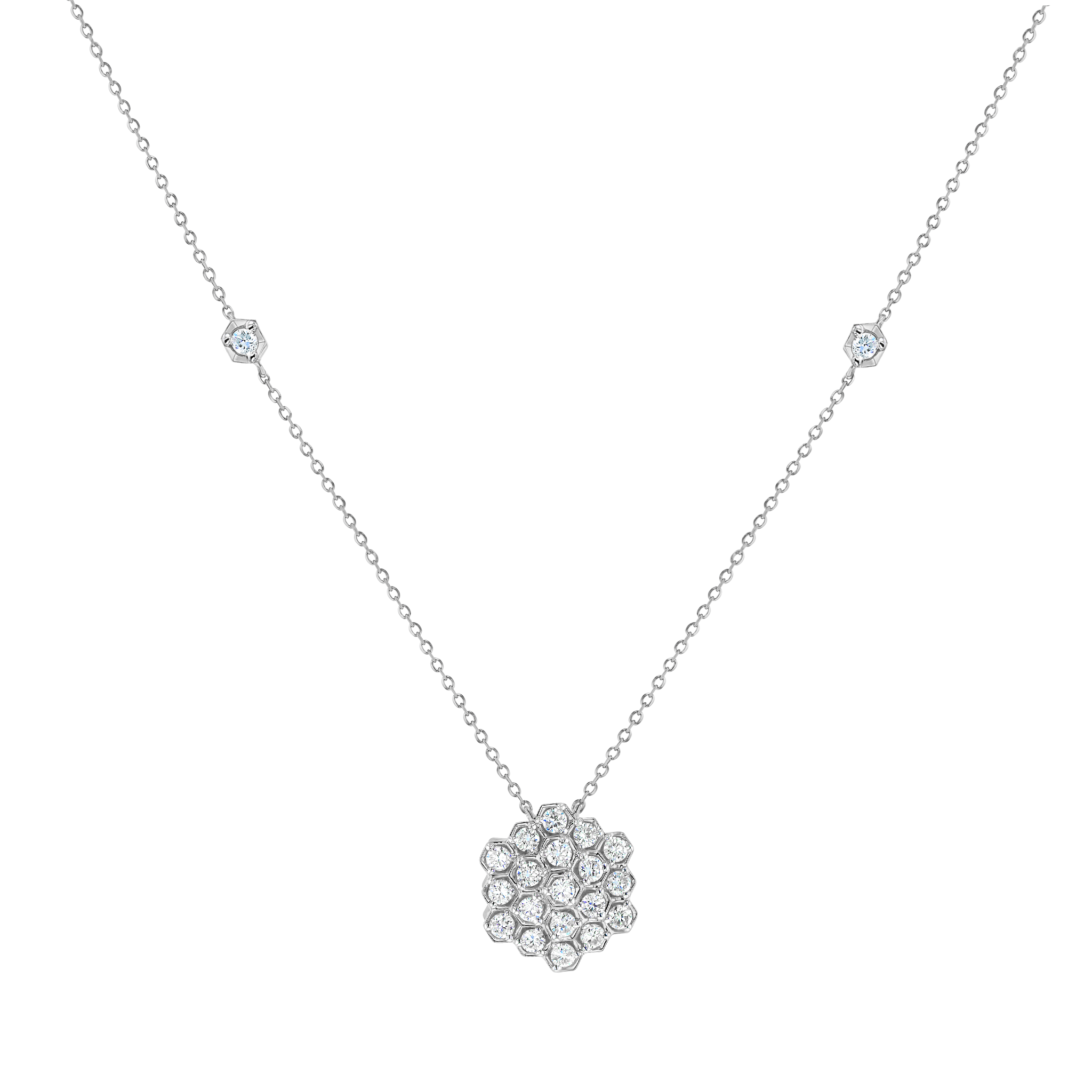 Pyramid Necklace 18K White Gold 
