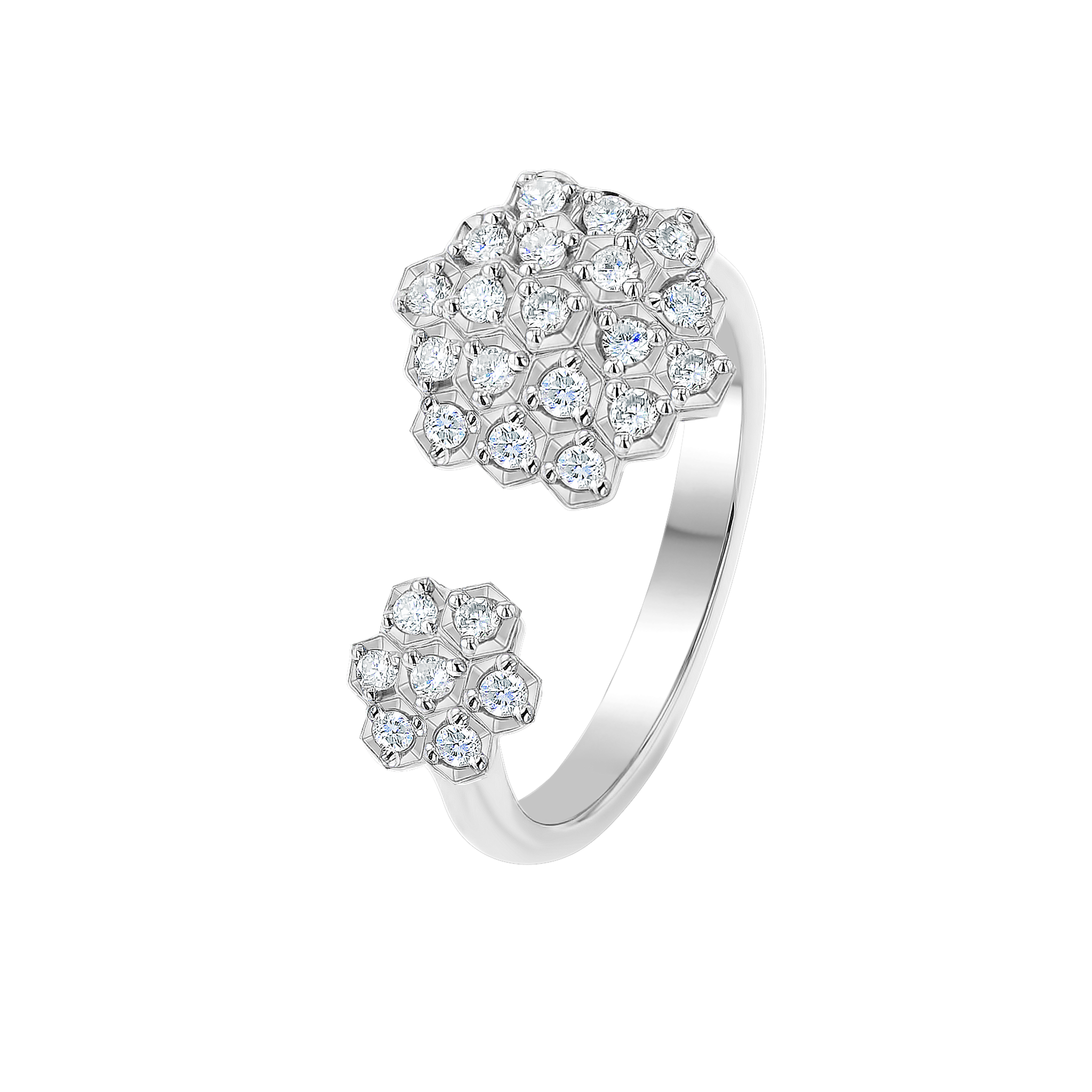 Pyramid Open Ring 18K White  Gold 