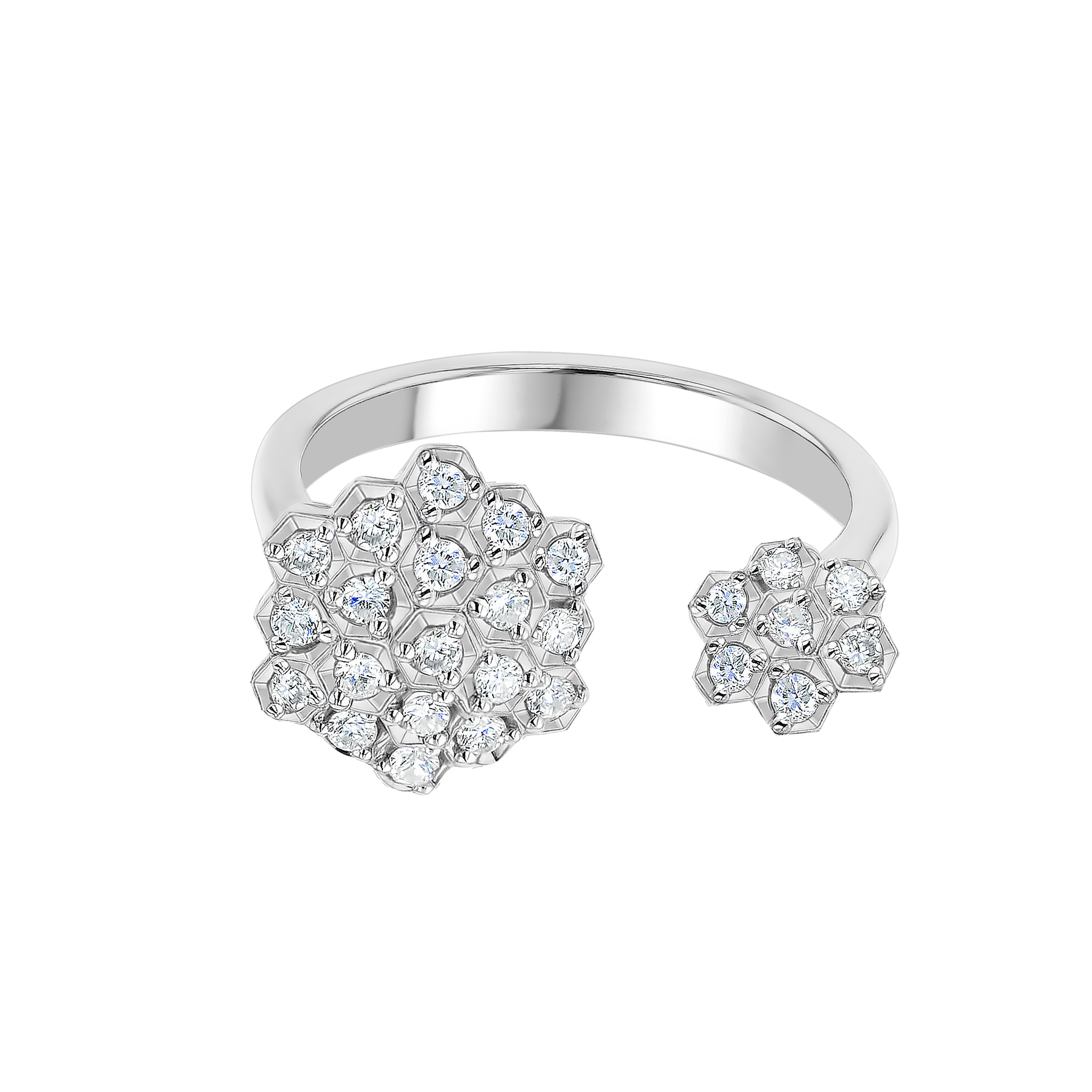 Pyramid Open Ring 18K White  Gold 