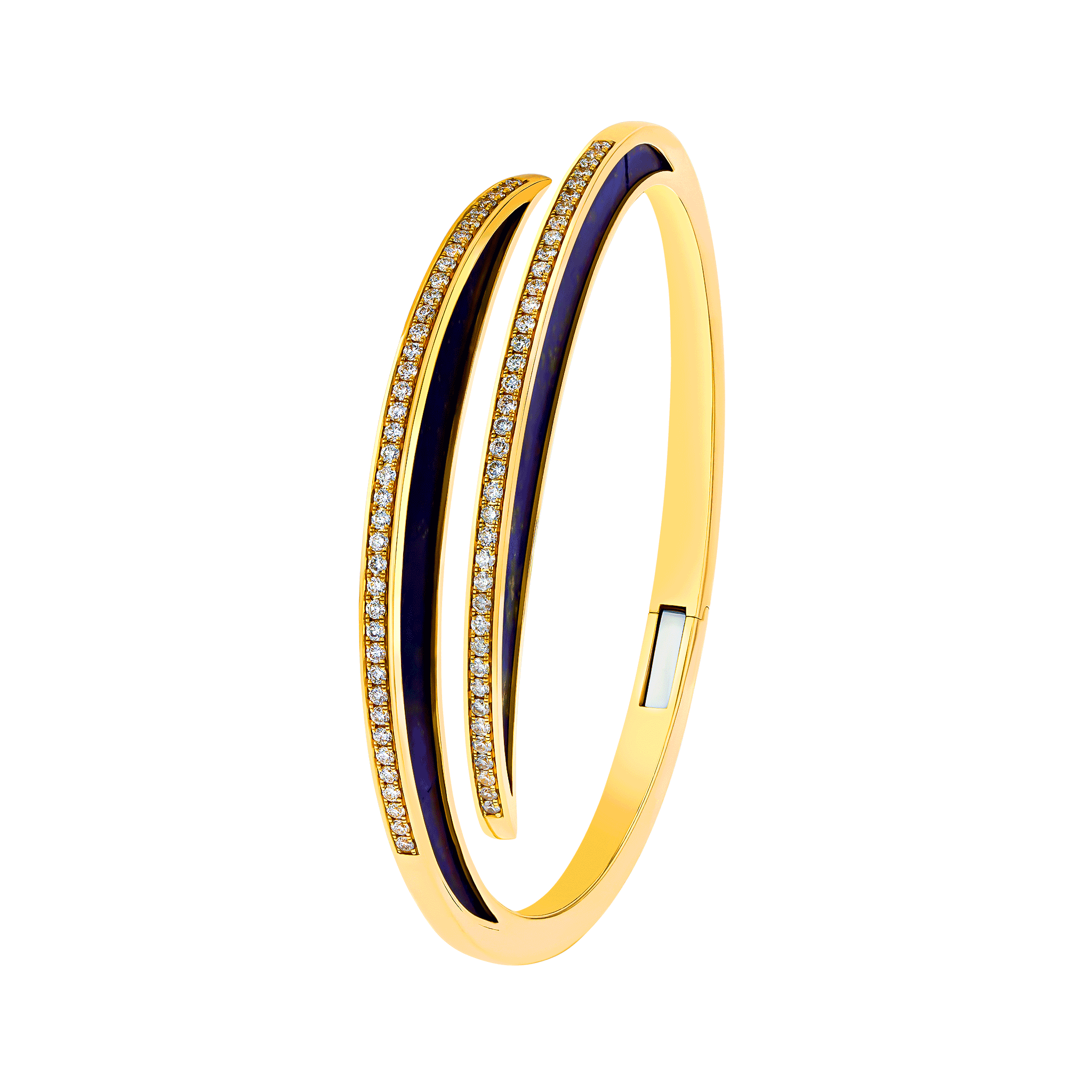 Qamar Bangle in 18K Yellow Gold, with Lapiz Lazuli and Diamonds
