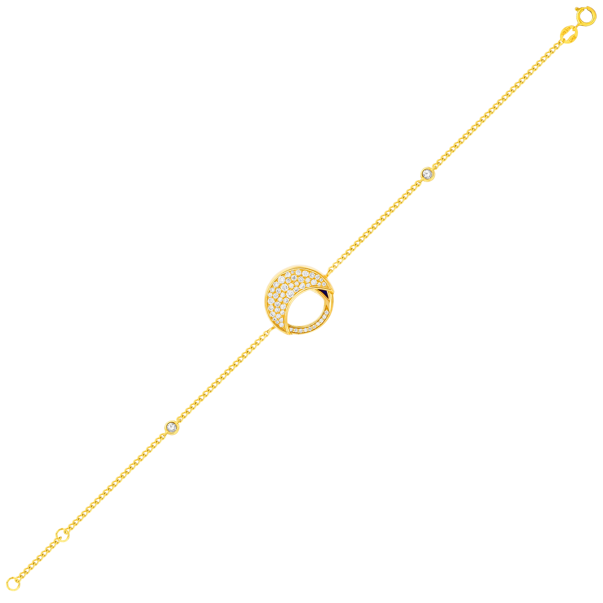 Qamar Bracelet in 18K Yellow Gold, with Lapiz Lazuli and Diamonds