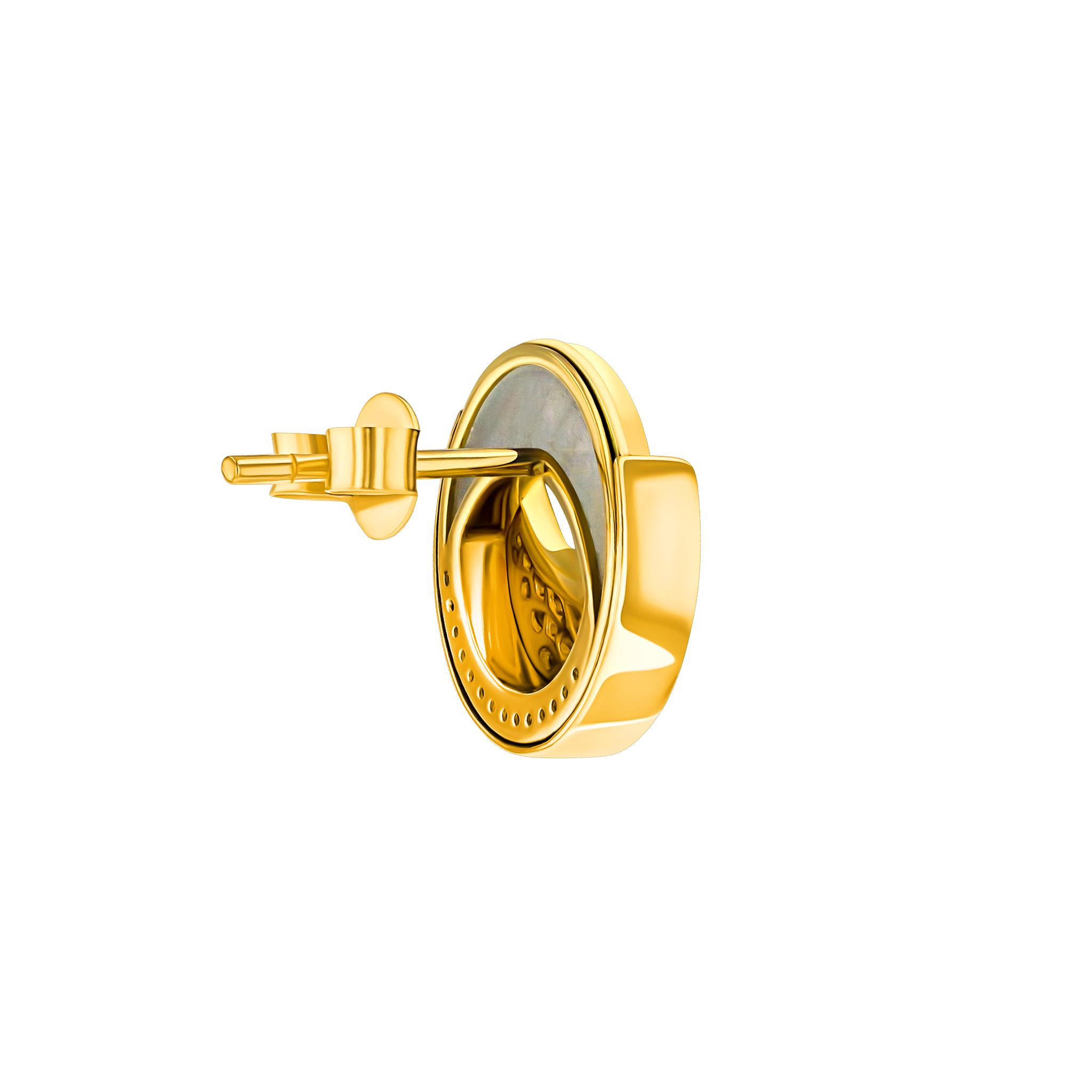 Qamar Earrings in 18K Yellow Gold, with Mother of Pearl and Diamonds
