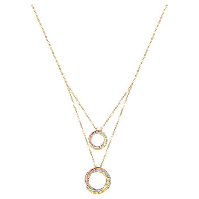 Revolve Trio 18k Yellow, Rose and White Gold Necklace with Diamonds