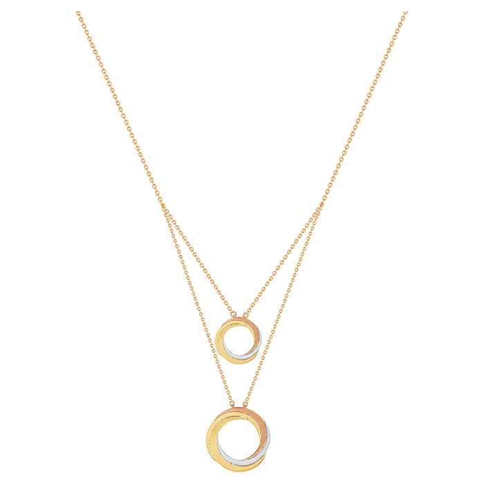 Revolve Trio 18k Yellow, Rose and White Gold Necklace with Diamonds