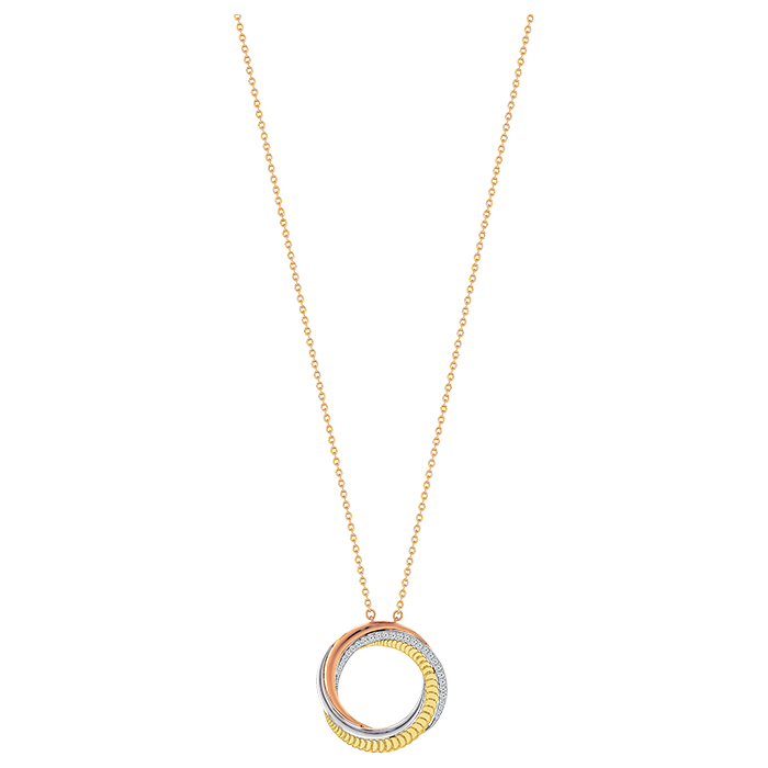 Revolve Trio 18k Yellow, Rose and White Gold Necklace with Diamonds