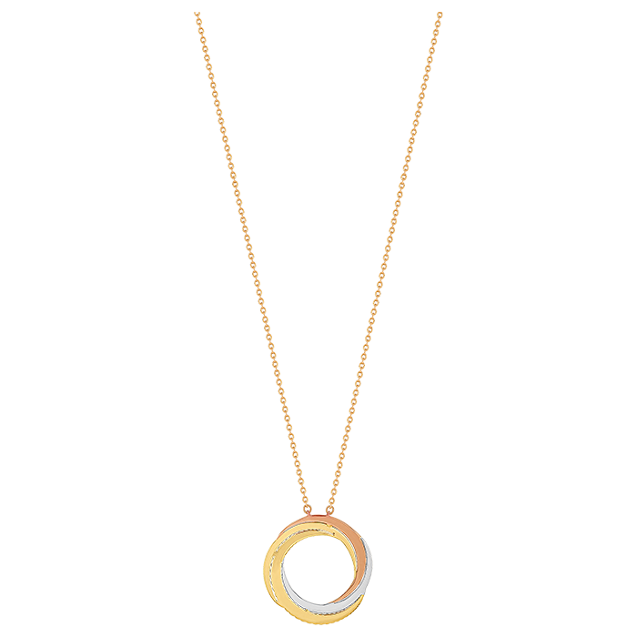 Revolve Trio 18k Yellow, Rose and White Gold Necklace with Diamonds