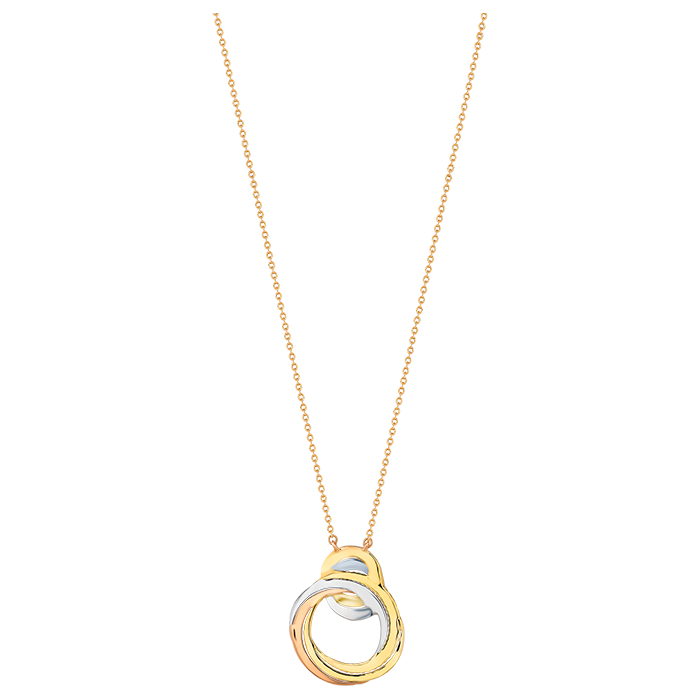 Revolve Trio 18k Yellow, Rose and White Gold Necklace with Diamonds