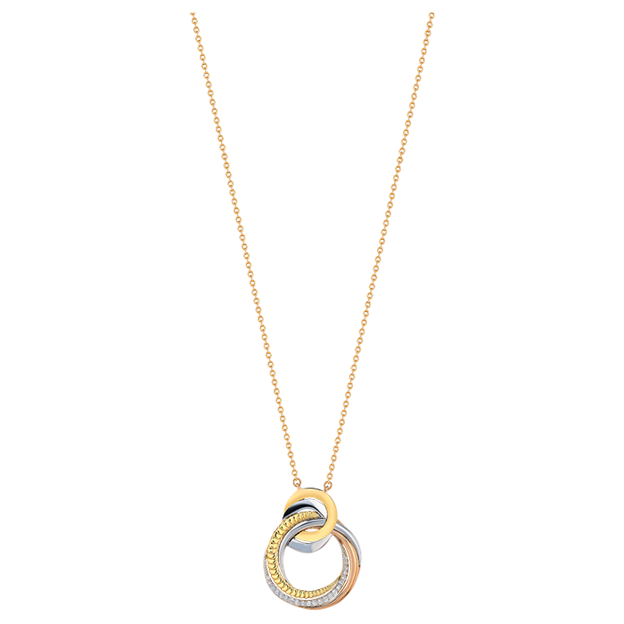 Revolve Trio 18k Yellow, Rose and White Gold Necklace with Diamonds