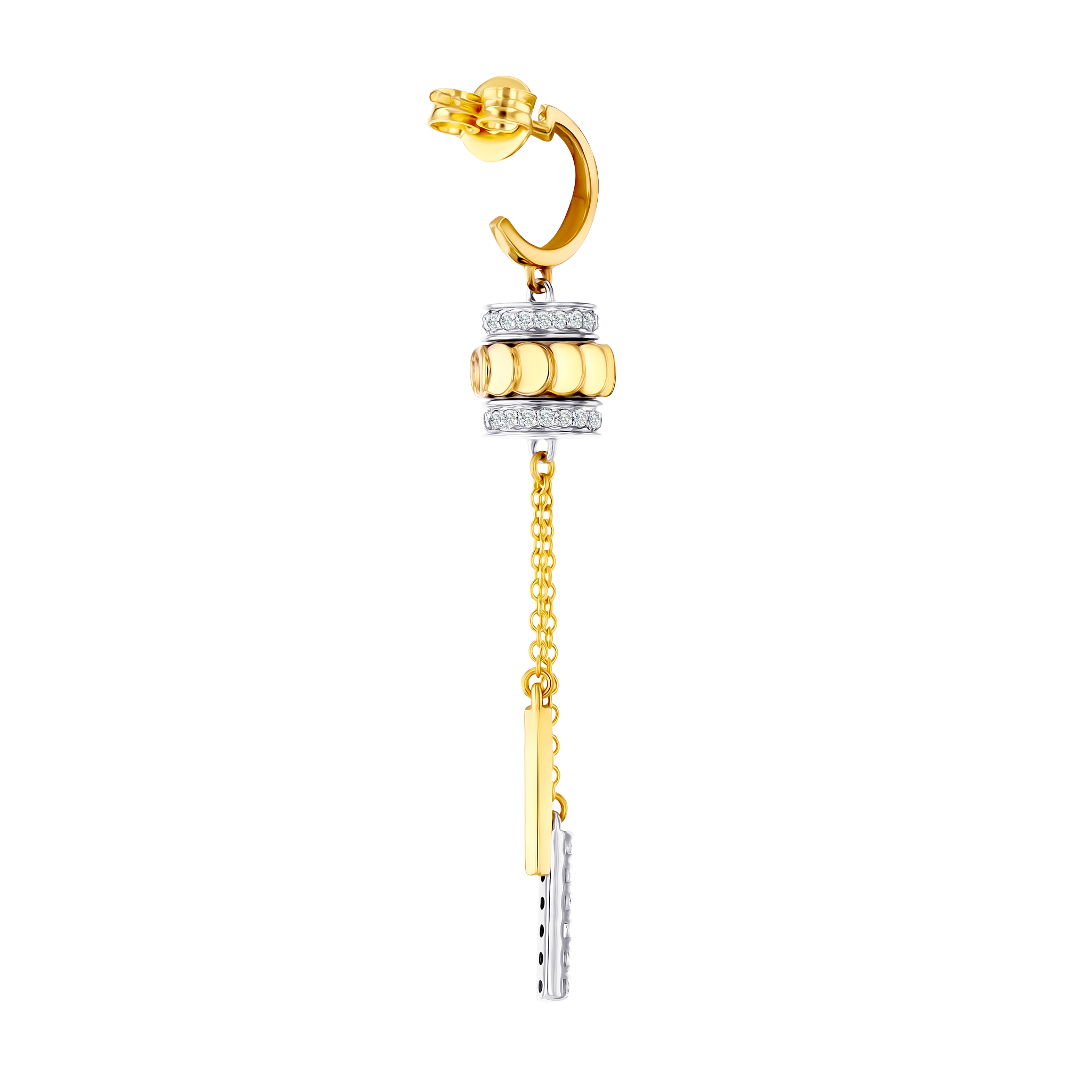 Revolve Diamond Earrings with Moving Mechanism set in 18K Yellow Gold