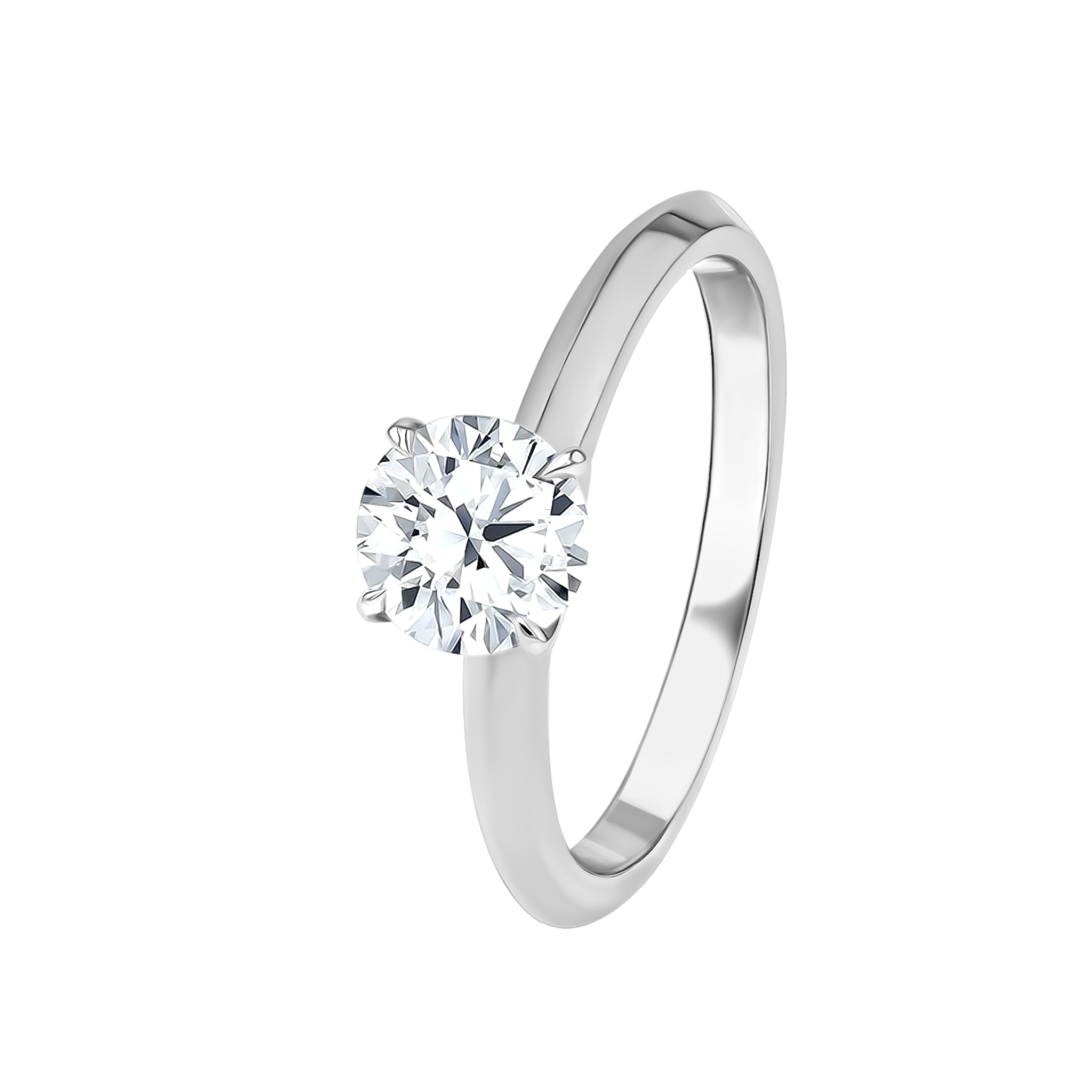 Gaia Solitaire 0.7 Carat Engagement Diamond Ring 18K White Gold 