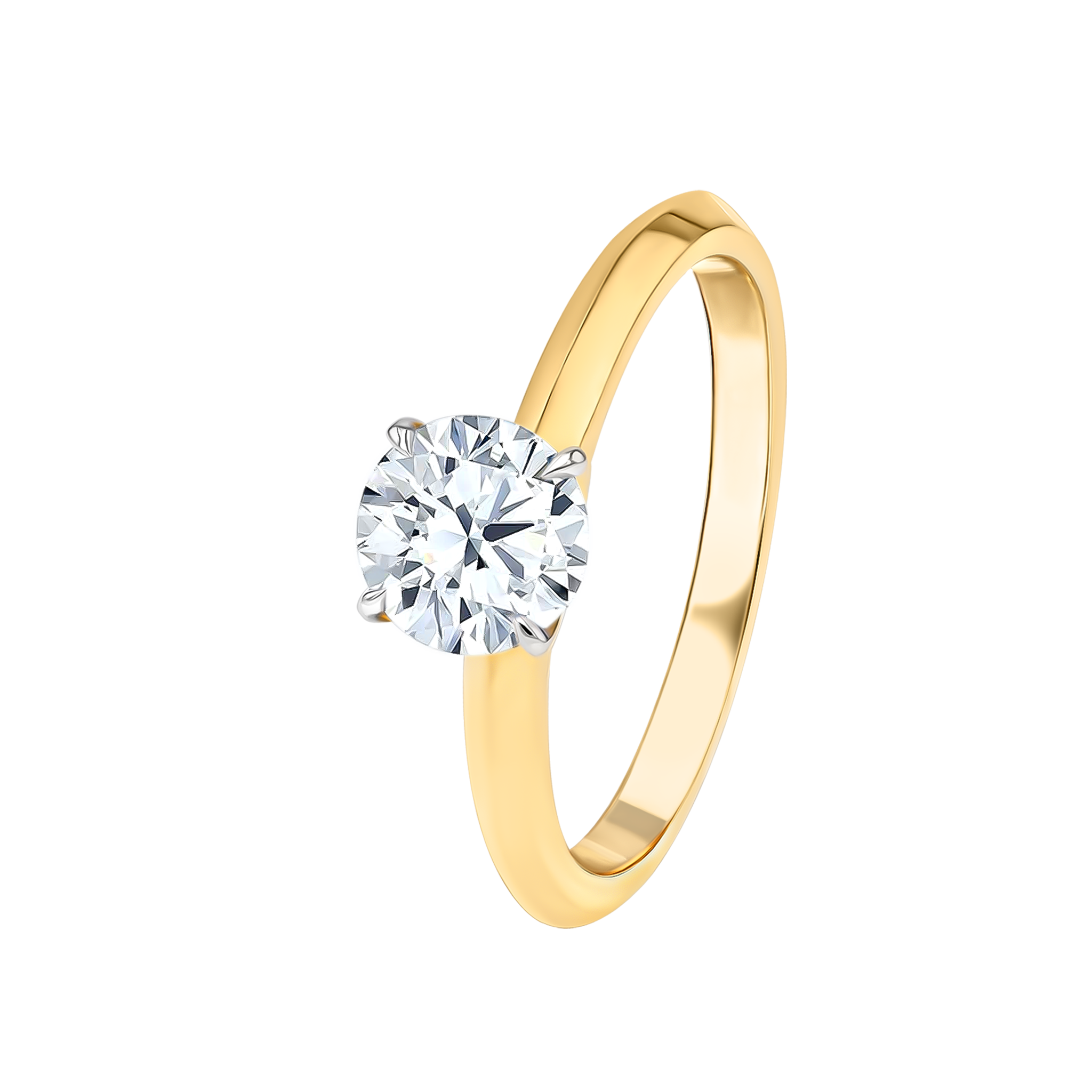 Gaia Solitaire 0.5 Carat Engagement Diamond Ring 18K Yellow Gold 