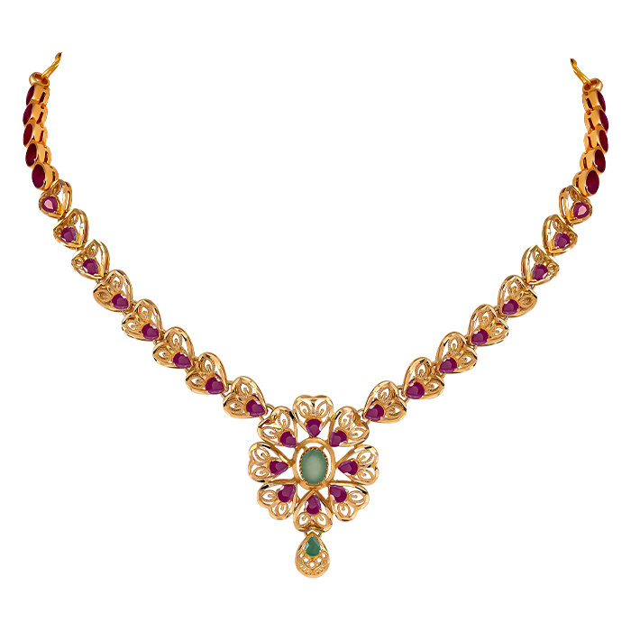 Rangoli Necklace & Earring in 22K Gold