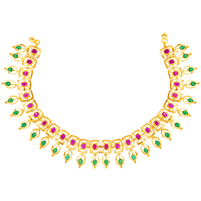 Rangoli Necklace & Earring in 22K Gold