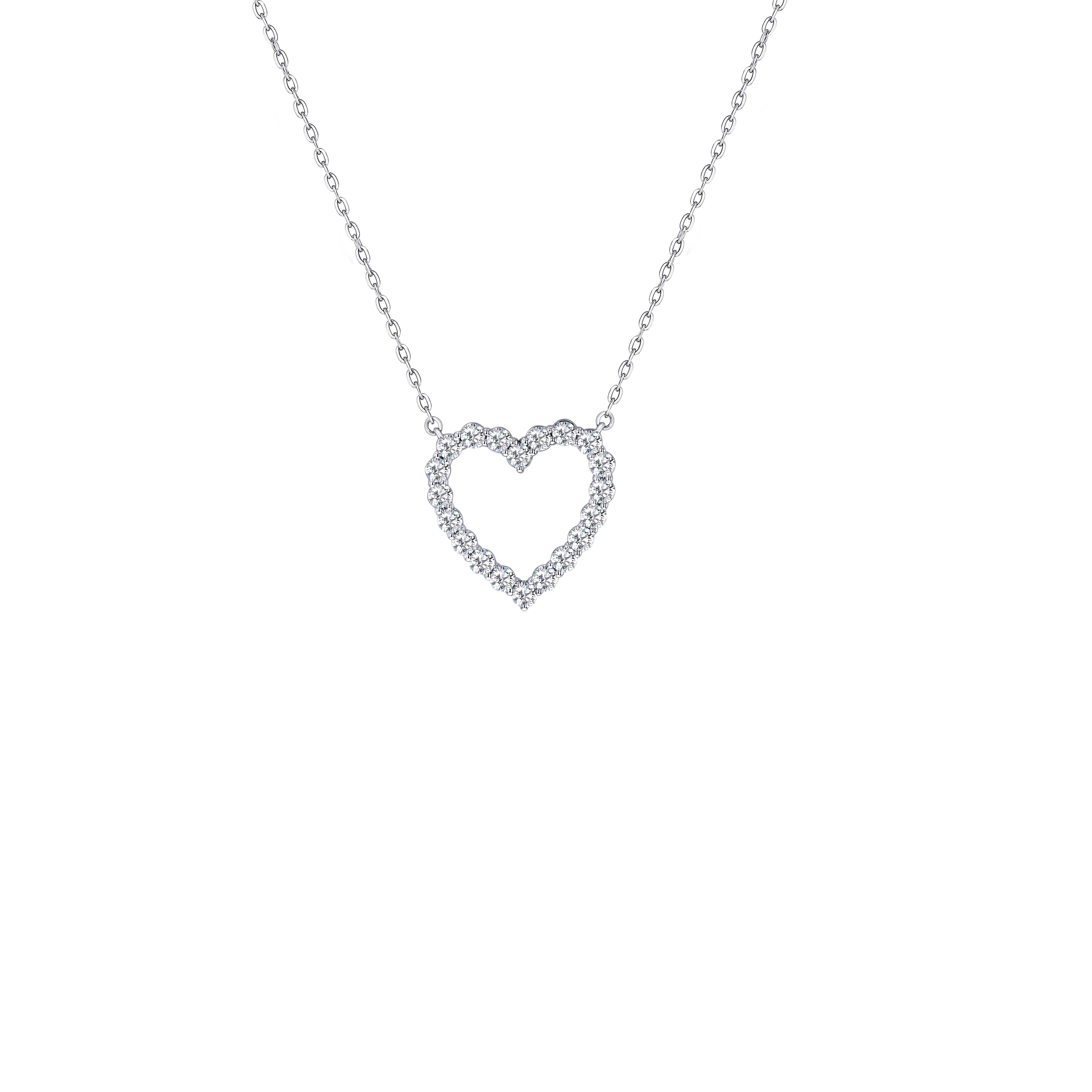 Damas Valentine's Day Collection Necklace In 18K White Gold and Studded with Diamonds