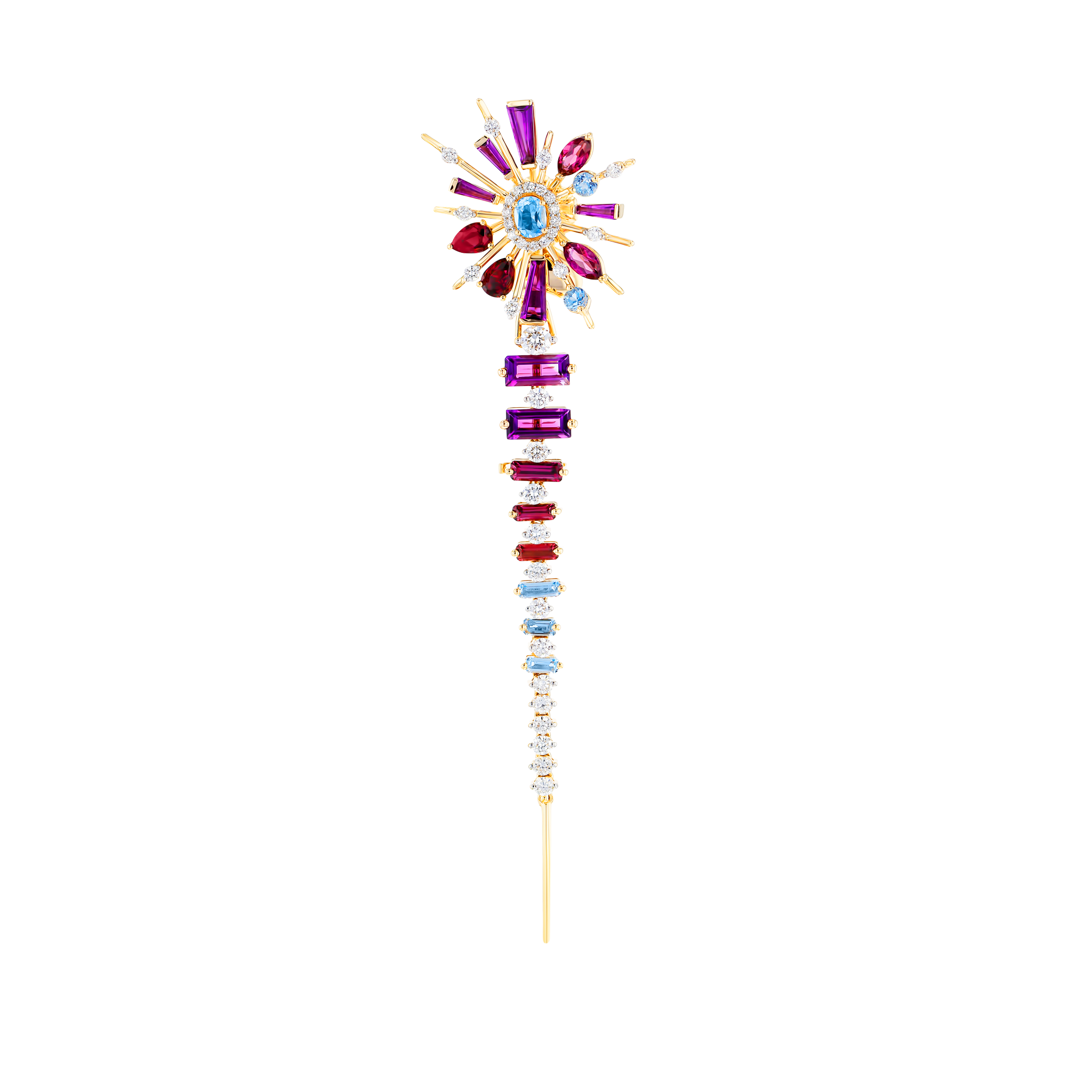Fireworks Firefly Semi Precious Dangling Earrings in 18K Rose Gold