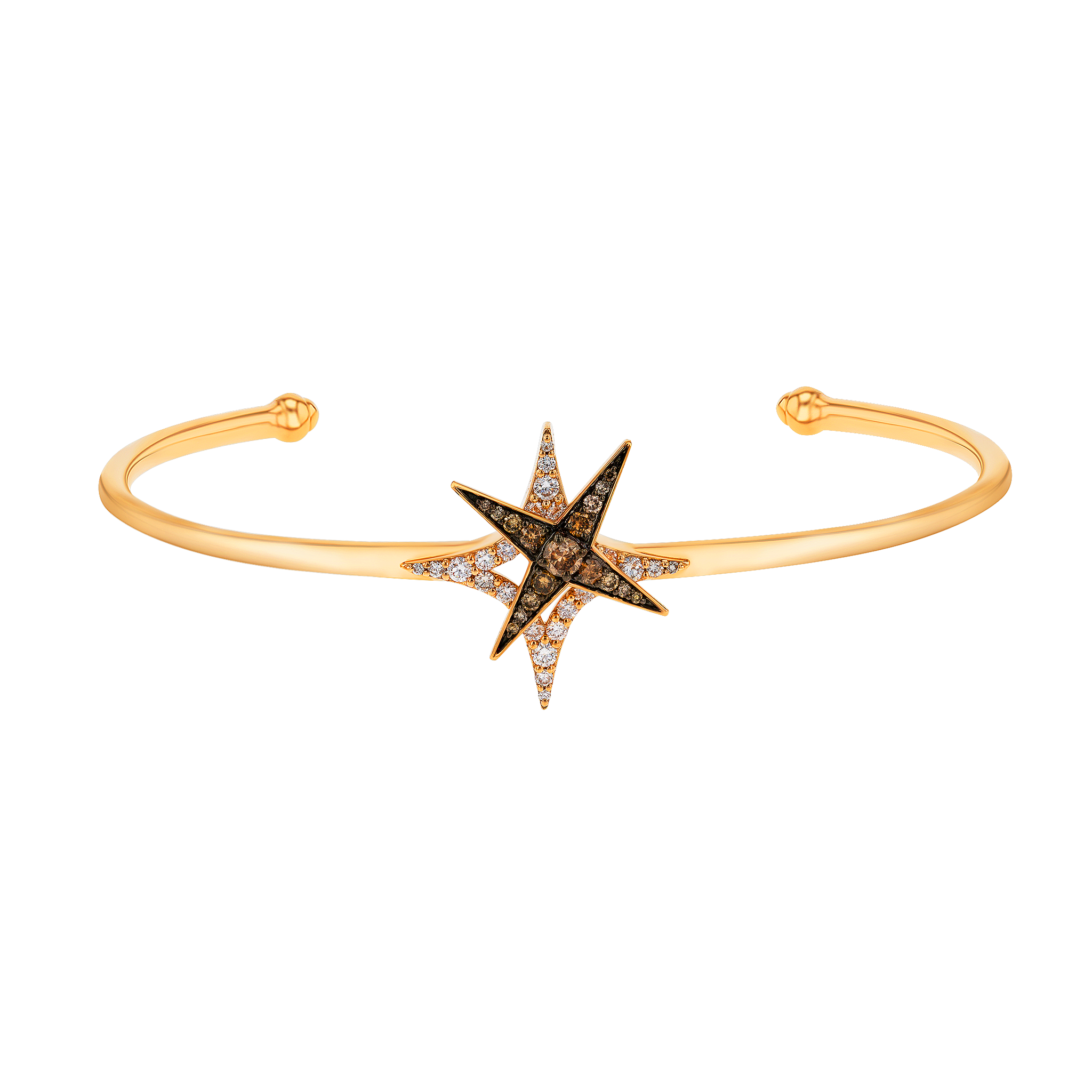 STAR Bangle in 18K Rose Gold and Studded with White and Brown Diamonds
