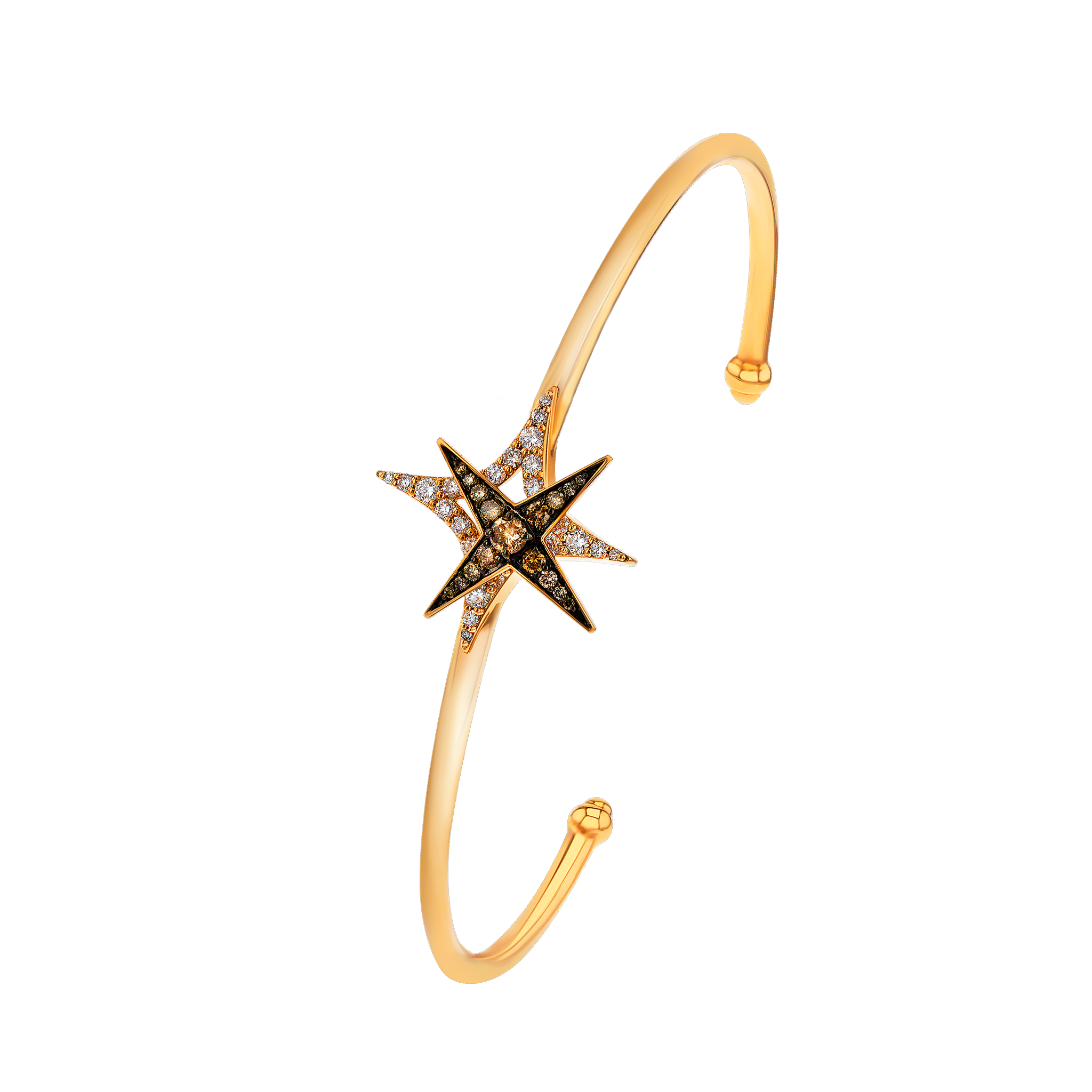 STAR Bangle in 18K Rose Gold and Studded with White and Brown Diamonds