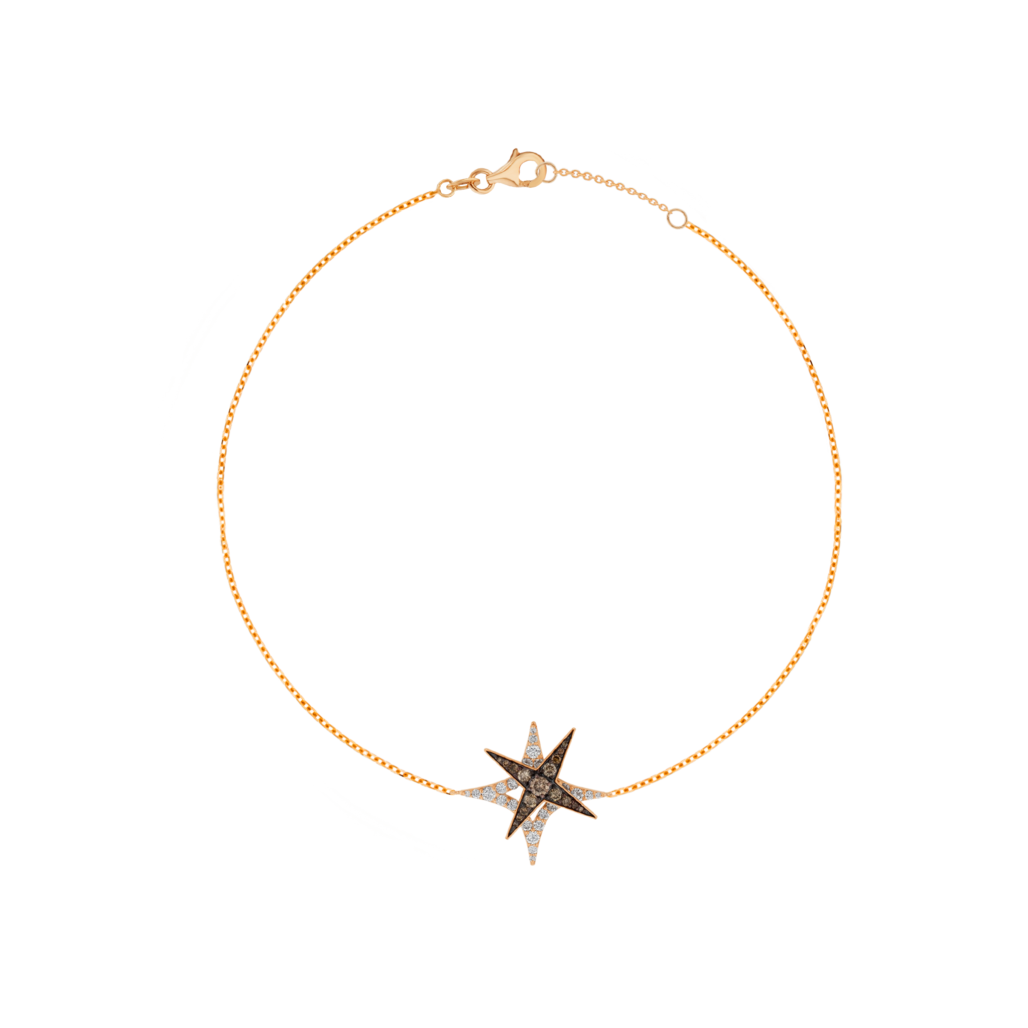 STAR Bracelet in 18K Rose Gold and Studded with White and Brown Diamonds