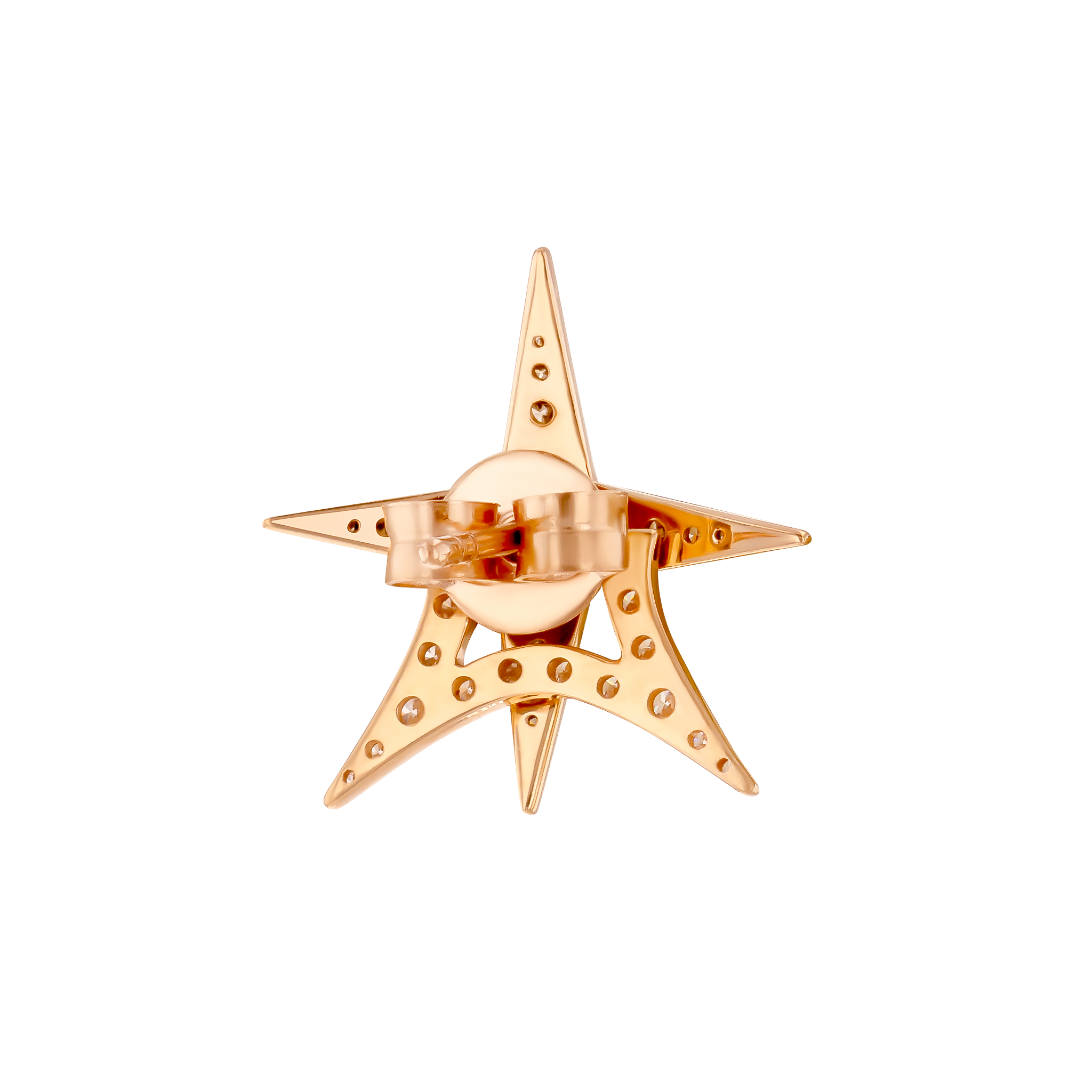 STAR Stud Earrings in 18K Rose Gold and Studded with White and Brown Diamonds