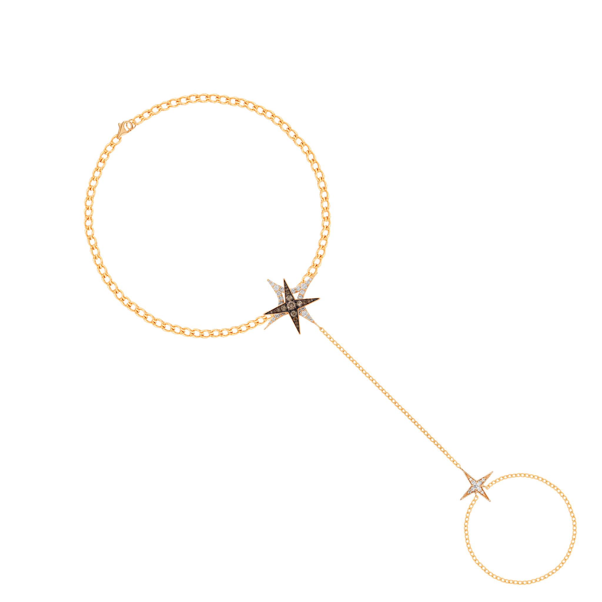 STAR Panja in 18K Rose Gold and Studded with White and Brown Diamonds