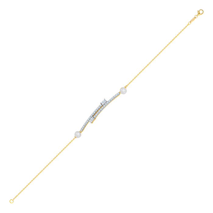 Harmony by Symphony Bracelet in 18K Yellow Gold with Akoya Pearls and Diamonds