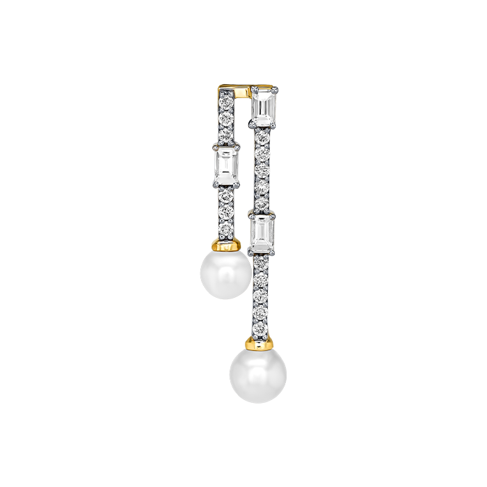 Harmony by Symphony Earrings in 18K Yellow Gold  with Akoya Pearls and Diamonds 