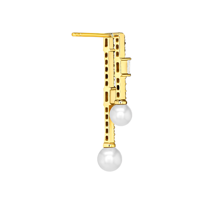 Harmony by Symphony Earrings in 18K Yellow Gold  with Akoya Pearls and Diamonds 