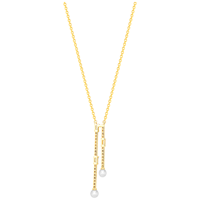 Harmony by Symphony Necklace in 18K Yellow Gold  with Akoya Pearls and Diamonds 