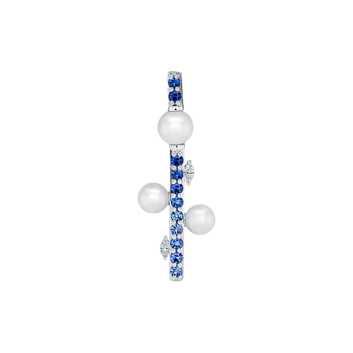 Harmony by Symphony Earrings 18K White Gold  with Akoya Pearls and Blue Sapphires