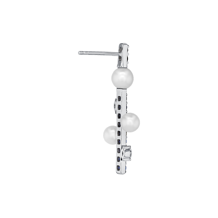Harmony by Symphony Earrings 18K White Gold  with Akoya Pearls and Blue Sapphires