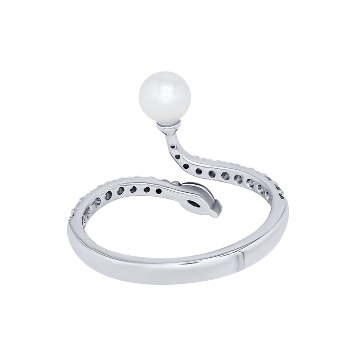 Harmony by Symphony Ring in 18K White Gold with Akoya Pearls and Diamond 