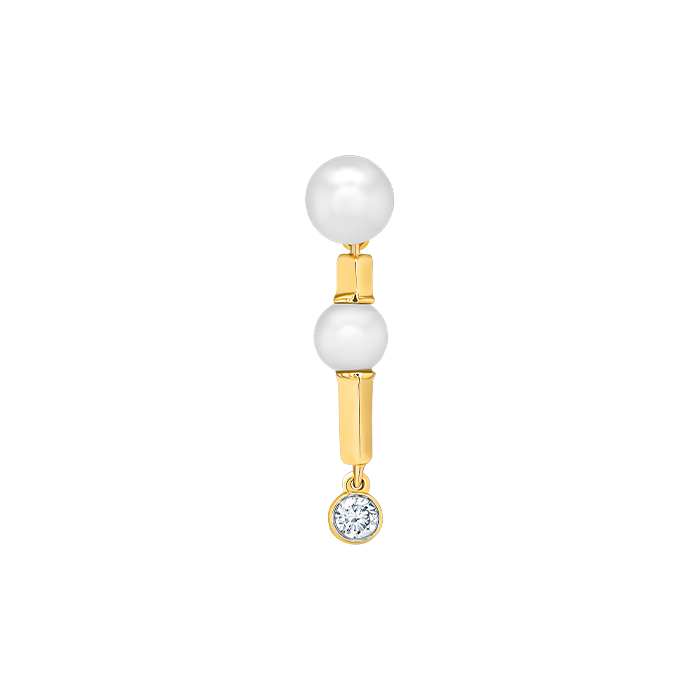 Harmony by Symphony Earrings in 18K Yellow Gold  with Akoya Pearls and Diamond 