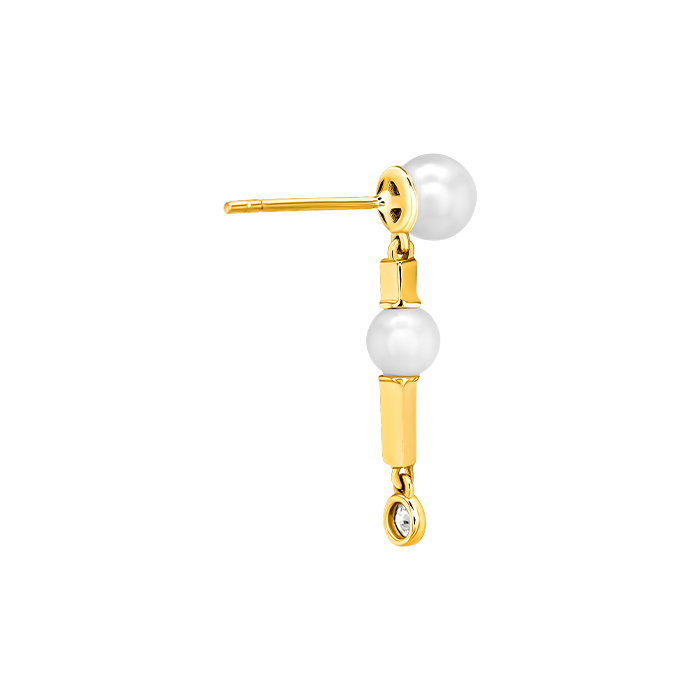 Harmony by Symphony Earrings in 18K Yellow Gold  with Akoya Pearls and Diamond 