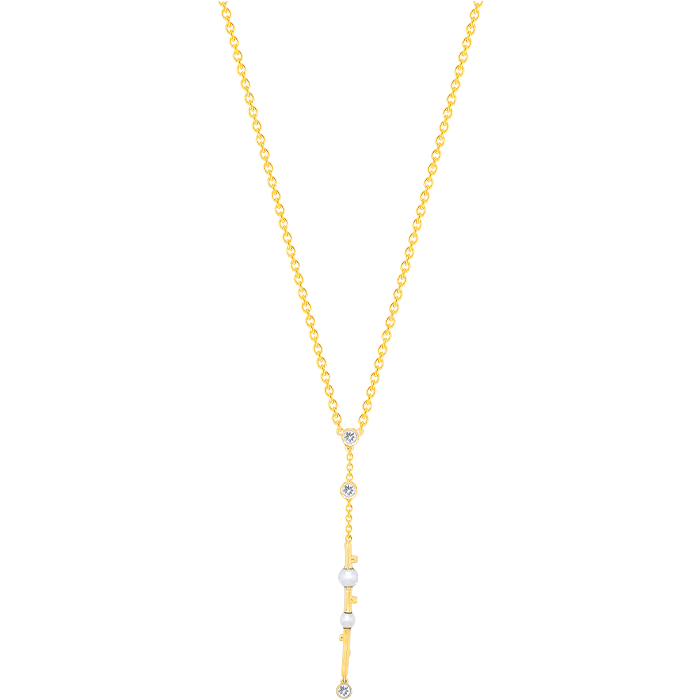 Harmony by Symphony Necklace in 18K Yellow Gold with Akoya Pearls and Diamond 