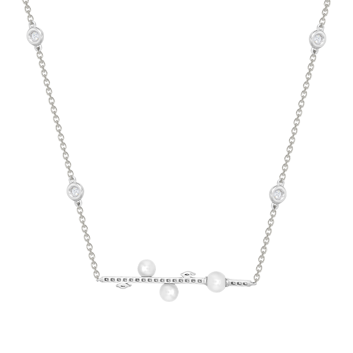 Harmony by Symphony Necklace in 18K White Gold  with Akoya Pearls and Diamond 