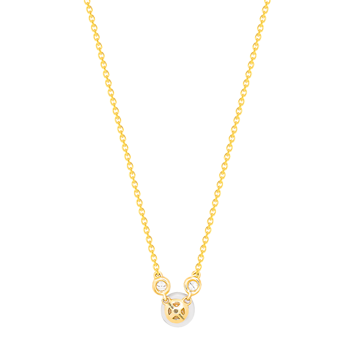 Harmony by Symphony Necklace in 18K Yellow Gold with Akoya Pearls and Diamond 