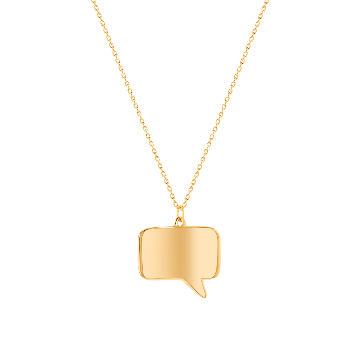 Bubble Plain rectangular Necklace in 14k Yellow Gold