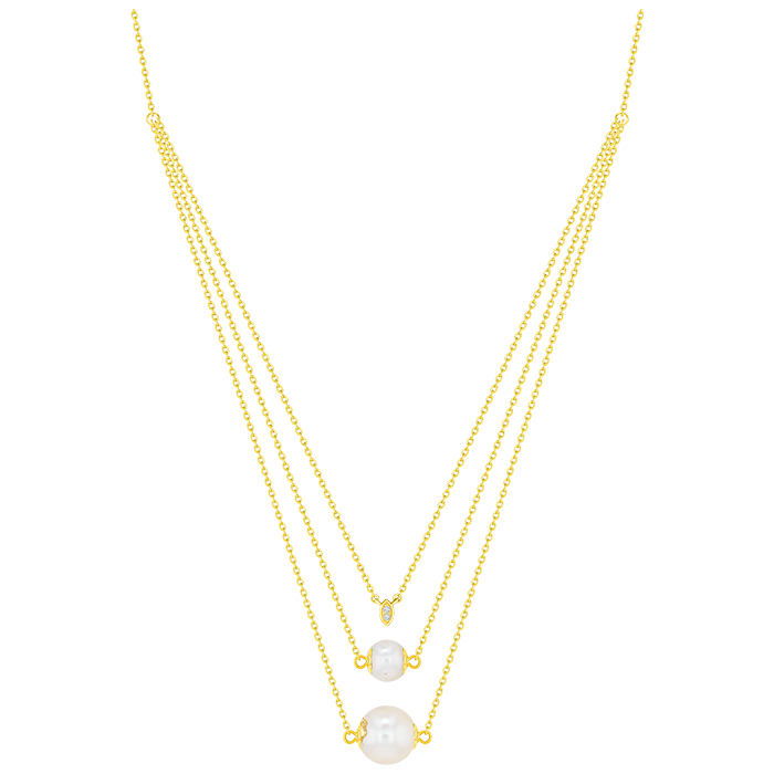 Kiku Trendy 0.01 Carat Diamond and Pearl Necklace 