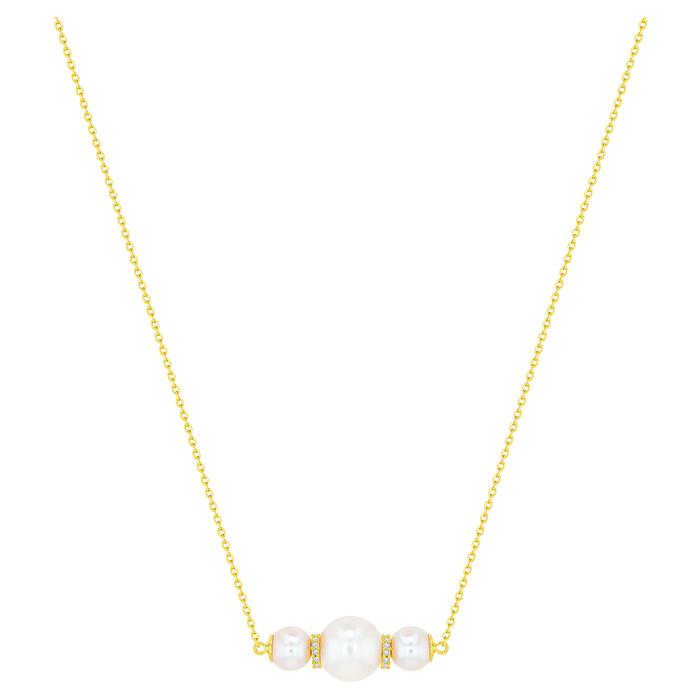 Kiku Trendy 0.08 Carat Diamond and Pearl Necklace 