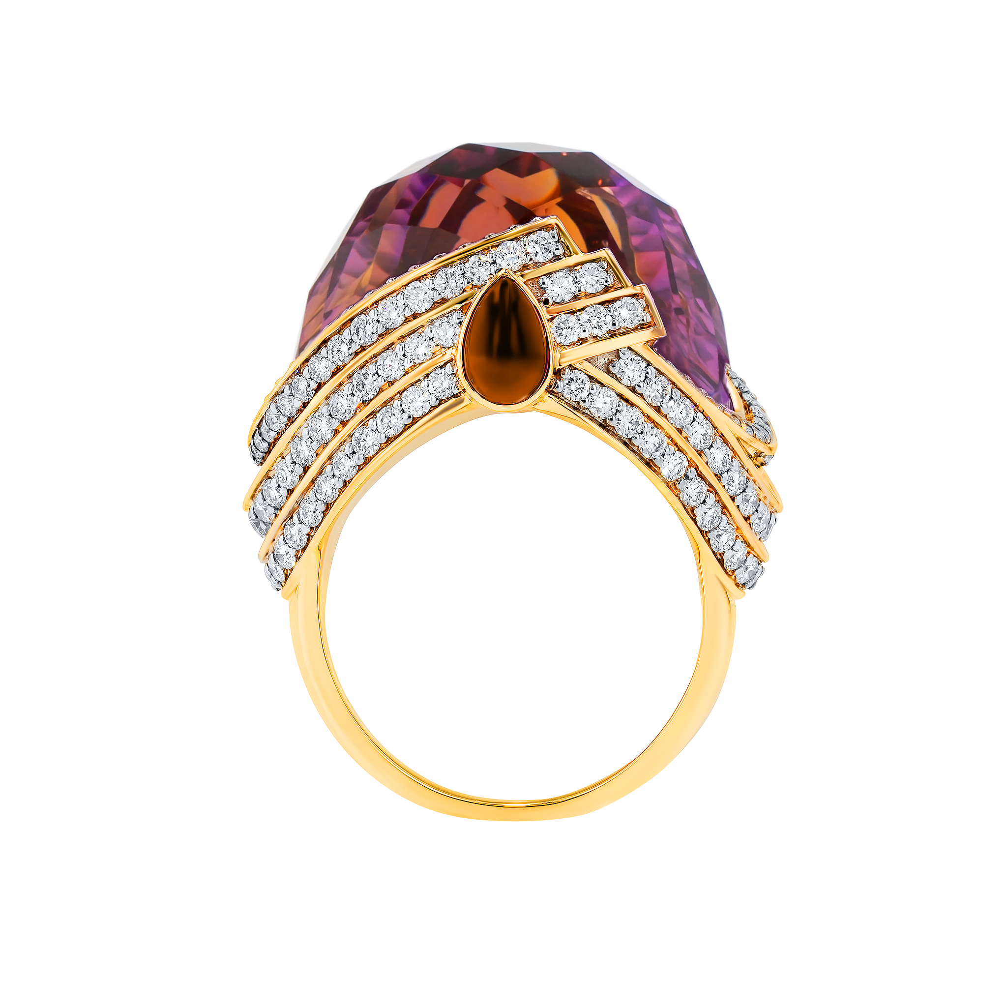 TURBAN AMETRINE & DIAMOND RING IN 18K ROSE GOLD