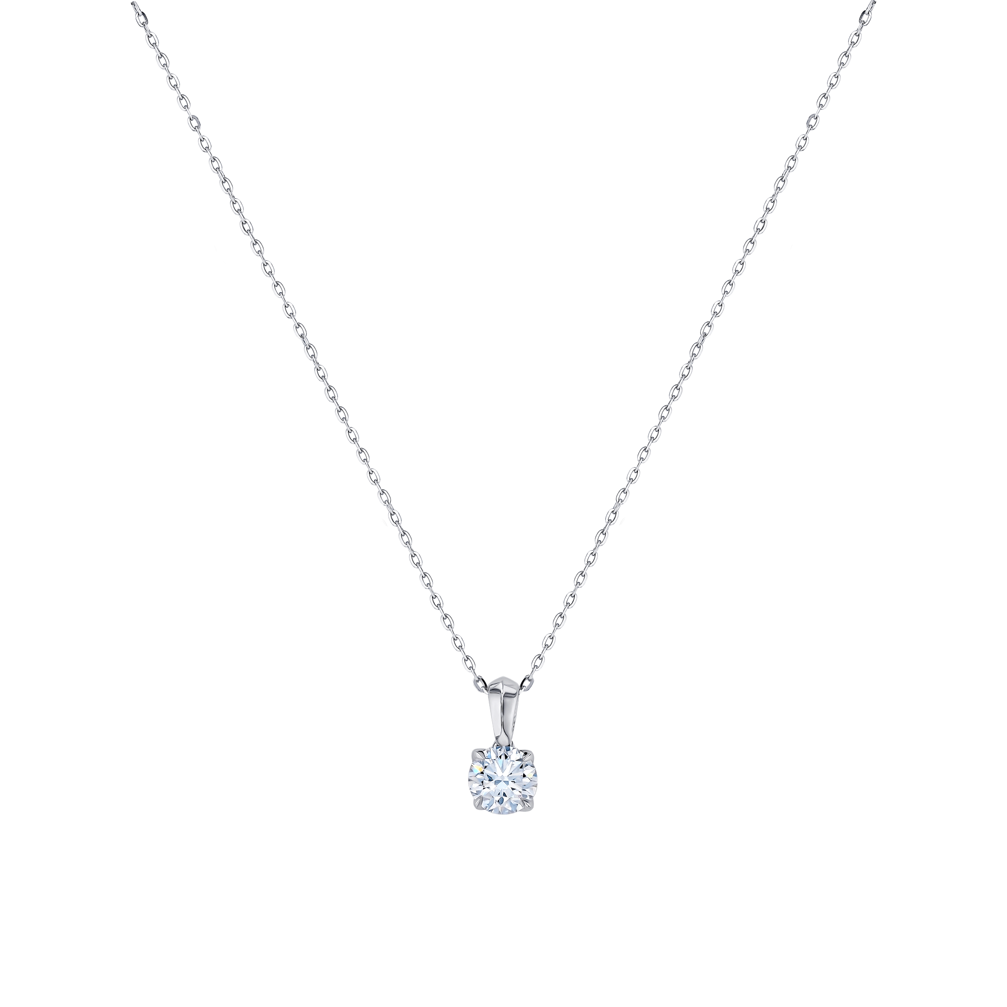 Gaia Solitaire 0.7 Carat Diamond Pendant Chain in 18K White Gold 