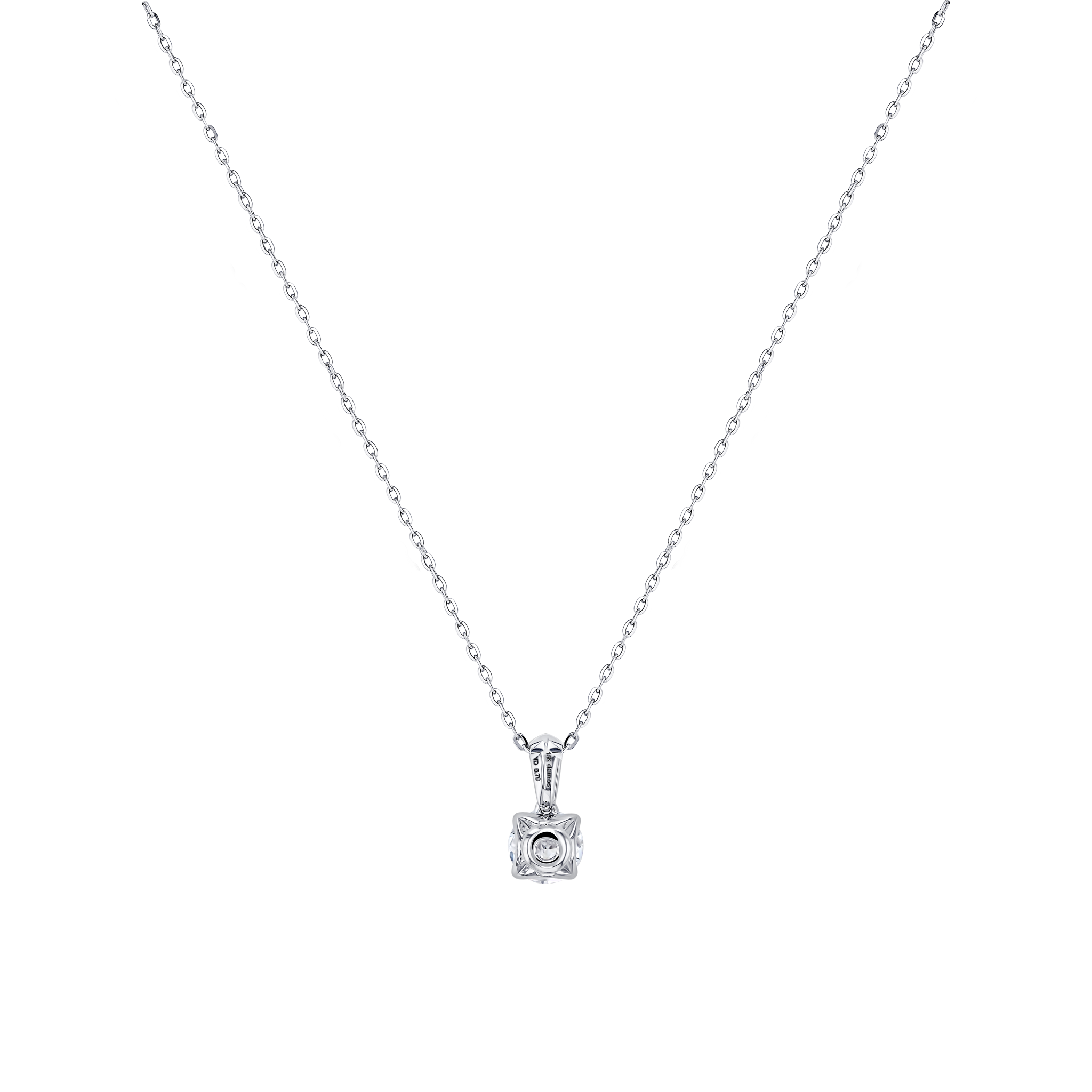 Gaia Solitaire 0.7 Carat Diamond Pendant Chain in 18K White Gold 